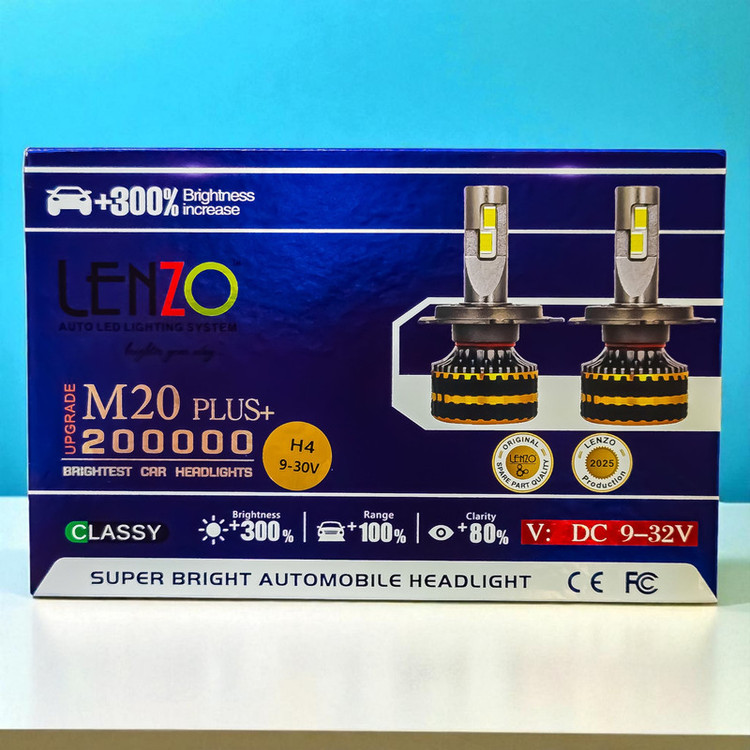 لامپ هدلایت خودرو تک حالته لنزو مدل M20 Plus پایه H4 بسته ۲ عددی