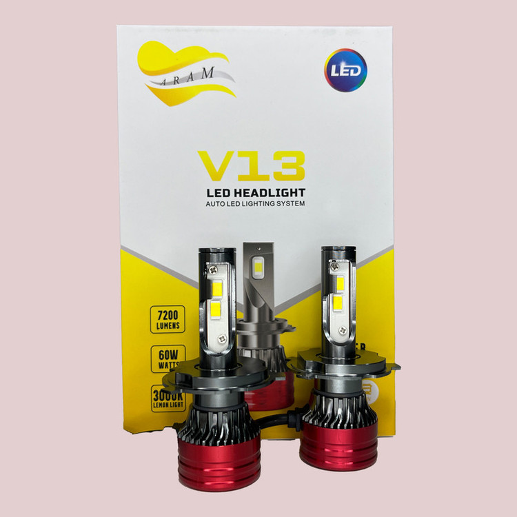 لامپ هدلایت خودرو دلارام مدل V13 پایه H4 بسته دو عددی 40وات یخی