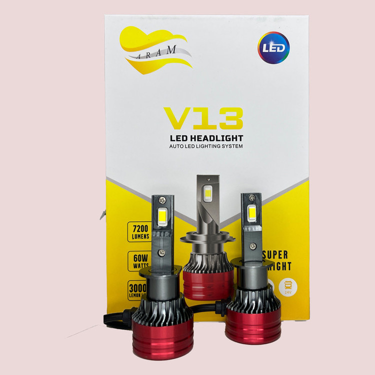 لامپ هدلایت خودرو دلارام مدل V13 پایه H1 بسته دو عددی 40وات یخی
